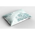 thumbnail image 2 of Ambesonne Floral Pillow Sham 2 Pack, Shabby Plant Petals Swirl, 30"x20", Jade Green Pale Blue, 2 of 3