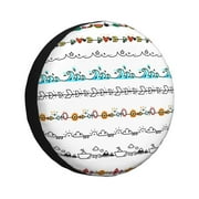 Waterproof Spare Wheel Cover, Element Vintage Embroidery Adjustable Wheel Cover For Jeep Trailer Rv Suv Car, 17 Inch