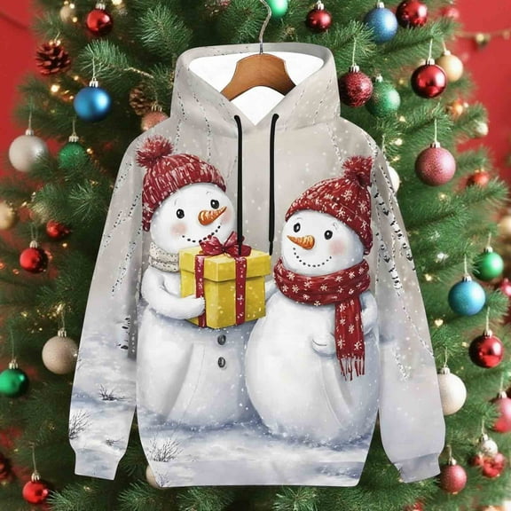 Sakmal Women Hoodies Christmas Plus Size Fall Sweatshirts Comfy Snowmen Print Hoodies for Women