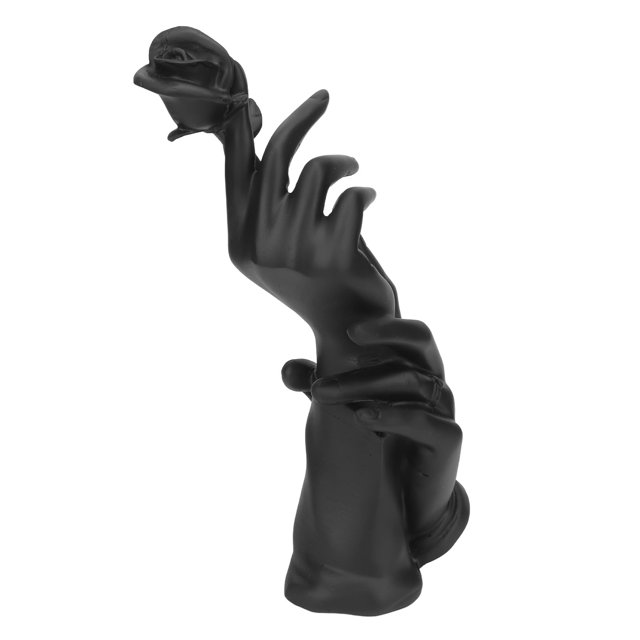 Soporte para anillo de mano, resina, apariencia brillante, soporte para exhibición de joyería, decoración del hogar, negro