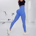 thumbnail image 2 of GEWSEY Yoga Capri Leggings with Mesh Cut Outs High Waist Tummy Control Workout Pants (Blue, M), 2 of 6