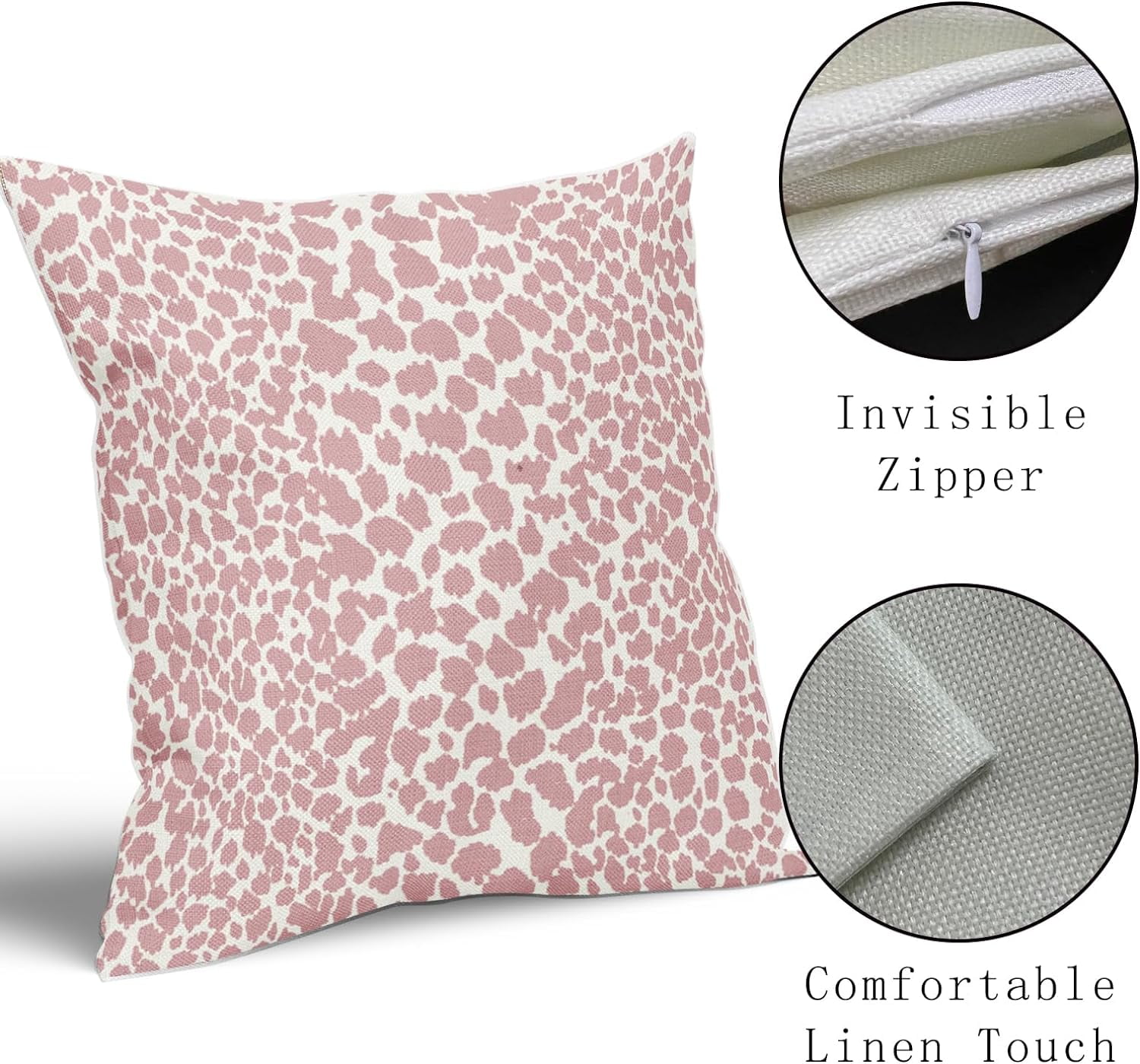 Pink and White Cheetah Pillow Covers 20x20 Inch Set of Modern