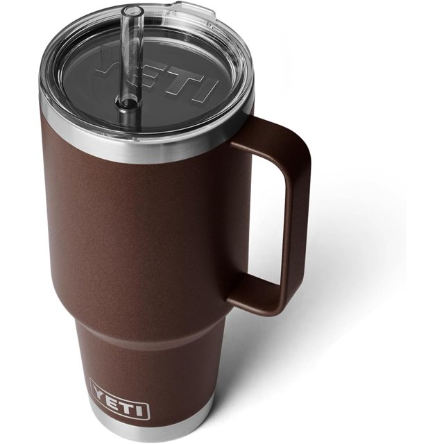 YETI Rambler Tasse en Paille 42 oz, Isolée sous Vide, Acier Inoxydable, Brun Terres Humides