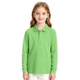 thumbnail image 7 of Girls Ruffle Collar Polo Shirt with Long Sleeves ruffle collar girls polo School Uniform Daily Wear autumn school clothes for girls Light Green 130, 7 of 7