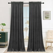 SMILETIME Dark Grey Velvet Curtains with Rod Pocket Thermal Insulated Soft Privacy Room Darkening Velvet Drapes for Bedroom and Living Room, Set of 2 Panels, 52 x 84 Inches Long