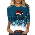 thumbnail image 1 of Funicet Blouses pour Femmes Mode, Blouses pour Femmes, T-Shirt Imprimé de Noël Manches 3/4 Col Rond Décontracté, Blouses pour Femmes Mode, T-Shirts pour Femmes, 1 of 5