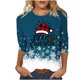 thumbnail image 2 of Puntoco Blusa de manga 3/4 con cuello redondo y estampado navideño para mujer, 2 of 5