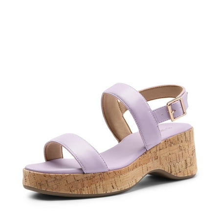 

DREAM PAIRS Womens Open Toe Wedges Sandals Dressy Buckle Ankle Strap Raffia Platform Sandals SDPW2318W PURPLE-PU Size 8