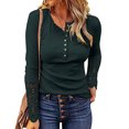 thumbnail image 1 of Camisas de manga larga para mujer, color puro, casual, con botones, estilo túnica, elegante para uso diario, 1 of 5