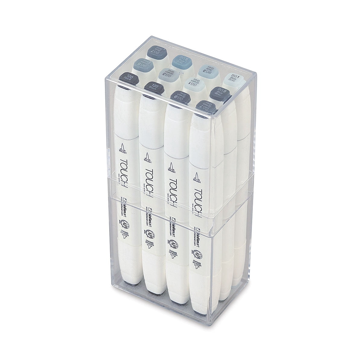 ShinHan Touch Twin Brush Markers - Set of 12, Blue/Green Greys