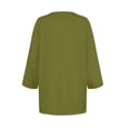 thumbnail image 4 of DENGDENG 3/4 Sleeve Blouses for Women Plus Size Elbow Sleeve Button Down Tops Summer Crew Neck Casual T Shirts Clearance Three Quarter Length Pullover Solid Color Loose Shirts Mint Green 3XL, 4 of 5