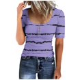 thumbnail image 3 of Birdeem Womens Round Neck Button Up T-Shirt Loose Short Sleeved Top, 3 of 8