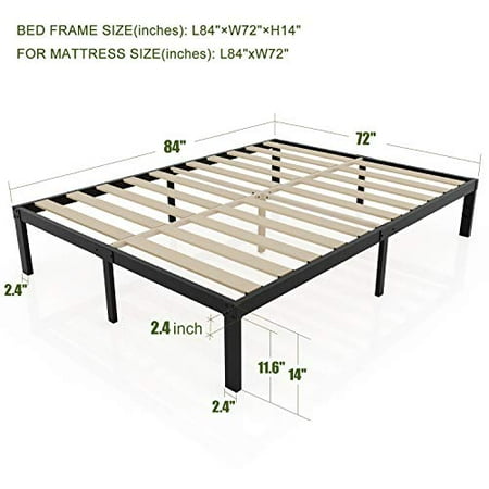 Ziors 3800lbs Heavy Duty 14 Inch Steel Wooden Slat Support Reinforced Platform Bed Frame Mattress Foundation No Box Spring Needed Easy Assembly Noise Free Twin Xl Full Queen King Cali Canada Ziors 3800lbs Heavy Duty 14 Inch Steel, How Big Is A California King Bed In Inches