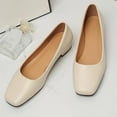 thumbnail image 6 of hopeusnice Women's Low Heel Square Toe Flats Comfortable Slip On Shoes PU Leather Block Heel Dress Shoes for Work Office Wedding Party Beige 35, 6 of 9