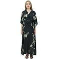 thumbnail image 3 of Bimba Moms Black Floral Print Kimono Sleeve Maternity Kaftan Maxi Dress-4, 3 of 4