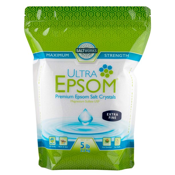 SaltWorks Ultra Epsom Salt, USP Grade, Extra Fine Grain, 5 lb Bag