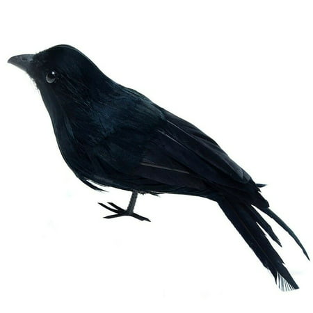 AkoaDa Black Feathered Raven Crow Scary Halloween Easter Prop Decor for Garden