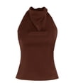 thumbnail image 4 of GUACER Womens Crop Tank Tops Fashion Satin High Halter Neck Backless Loose Sleeveless Blouses Party Shirts, 4 of 4