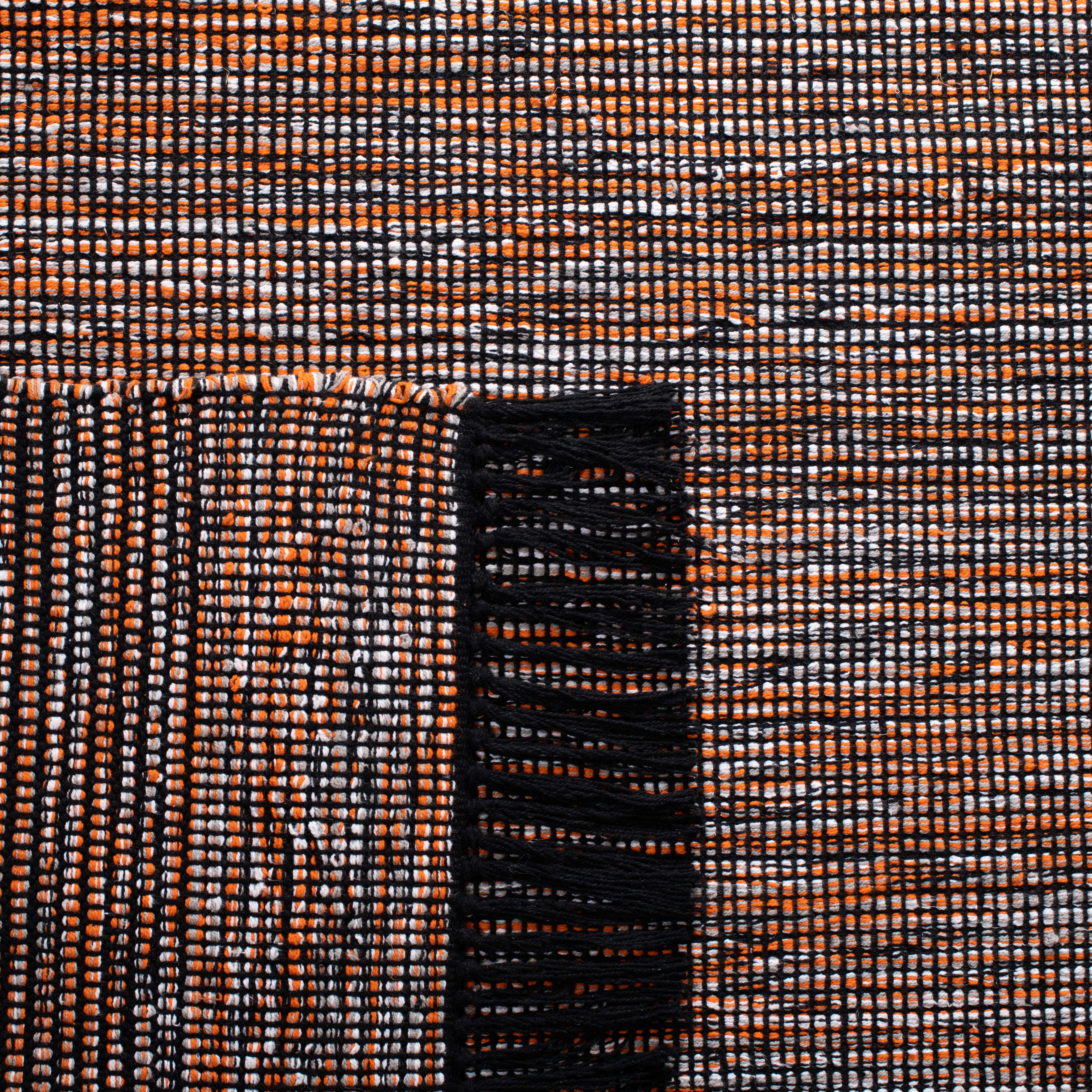 SAFAVIEH Montauk Kelsey Distressed Cotton Area Rug, Orange/Black, 8' x 10'