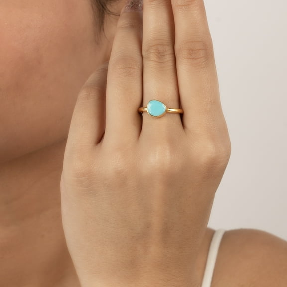 Turquoise Ring Gold vermeil Adjustable 925 Sterling Silver Jewelry By Audrielle