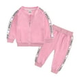 thumbnail image 3 of Futezty Toddler Boys Girls Clothes Fall Winter Outfit Sets, Baby Outfits Long Sleeve Round Neck Stripe Elastic Waist 6M 1T 2T 3T 4T 5T 2Pcs Set Everyday Boys Long Sleeved Zipper Jacket Suit, 3 of 5