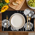 thumbnail image 4 of White Dandelion Placemats Set of 4, Spring Flowers Botanical Vintage Black Placemats for Dining Table, Place Mats for Kitchen Tabletop, Waterproof Wipeable Dining Table Mats Set, 4 of 9