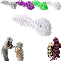 29.5" Spinosaurus Plush Dino Outfit, Outfit Halloween Fun Dinosaur Skeleton Plush Costume with Spine Extension for Parties, Wearable Dino Skeleton Plush (White)
