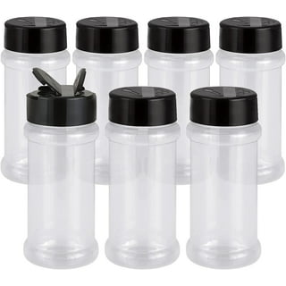 12 Pack of 6 oz. Empty Clear Plastic Spice Bottles with White Sprinkle Top Lids for Storing and Dispensing Salt, Sweeteners and Spices - Food-grade