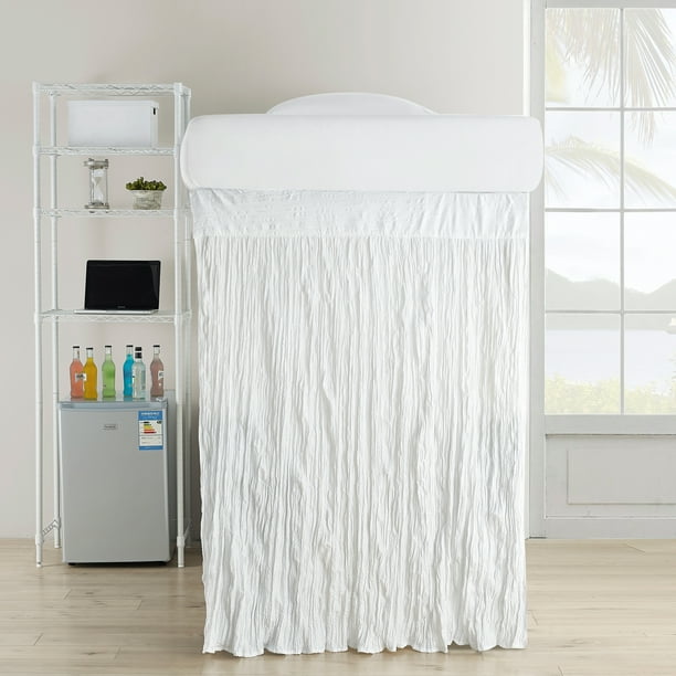 Crinkle Extended Bed Skirt Twin XL White (For Raised or Lofted Beds
