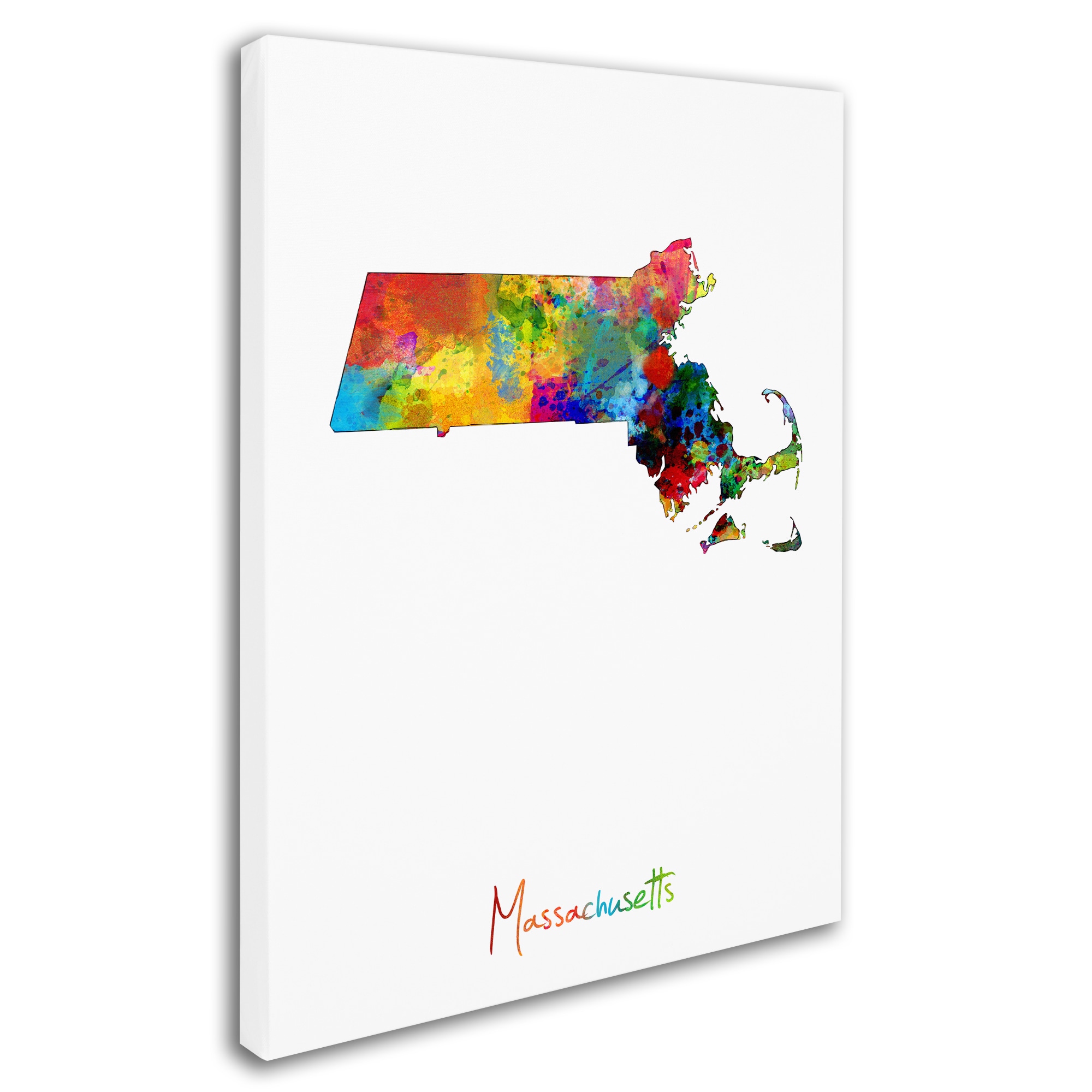 Trademark Fine Art "Massachusetts Map" Canvas Art by Michael Tompsett
