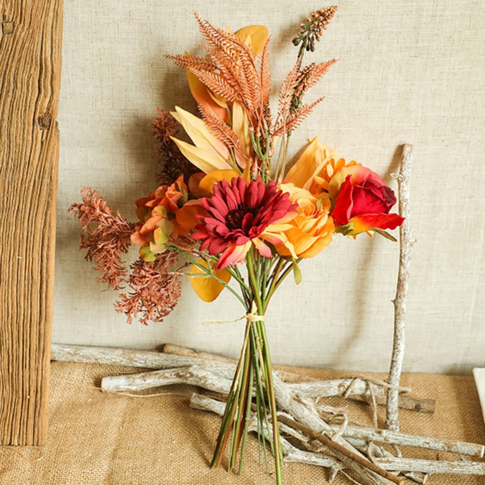 Artificial Flower Rose with Artificial Hydrangea, Gerbera for Home Kitchen Festival Thanksgiving Autumns Decoration