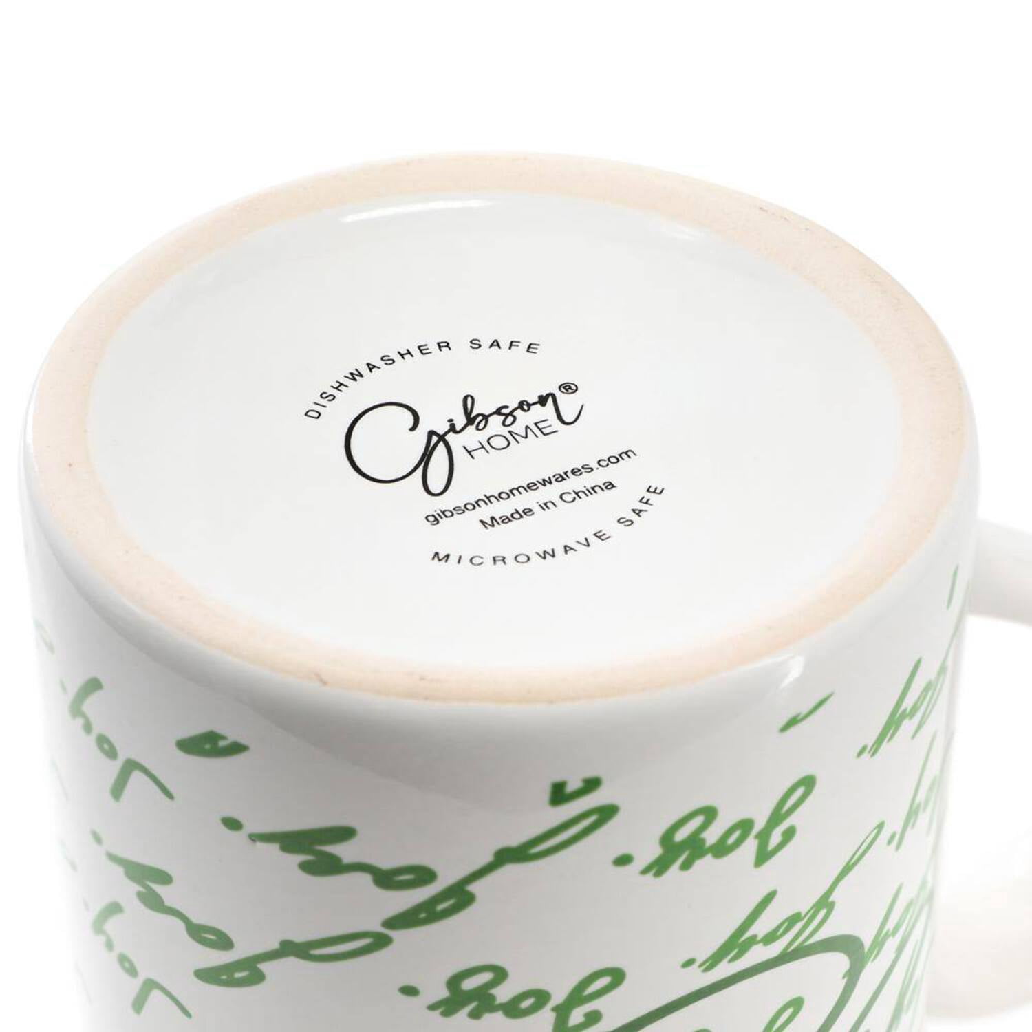 Gibson Home 142554.01 16 oz Inspirational Words Joy Sto are Mug Set, Green - 4 Piece