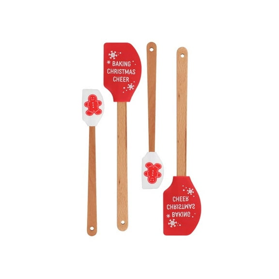 Christmas Holiday Themed Mixing Spatulas "Baking Christmas Cheer" and Gingerbread Man 2 Pack (Set of 2)