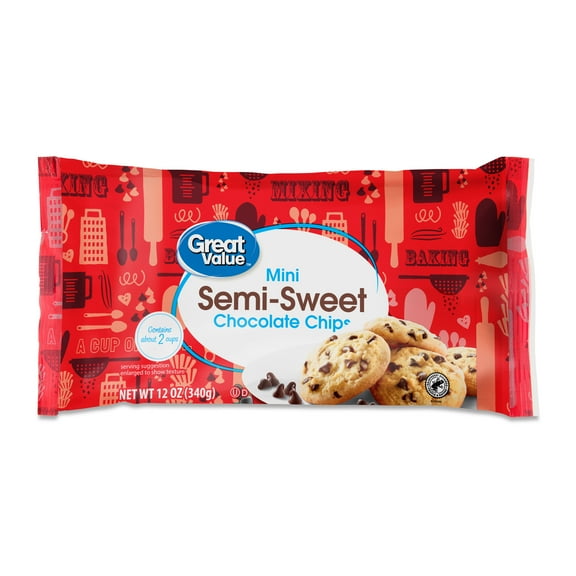 Great Value Mini Semi-Sweet Chocolate Baking Chips, 12 oz Bag