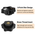 thumbnail image 4 of 12 Pieces Star Knobs 1/4-20 Thread 38mm 6-Point Head Brass Insert Through Hole Threaded Hand Knob Black, 4 of 6