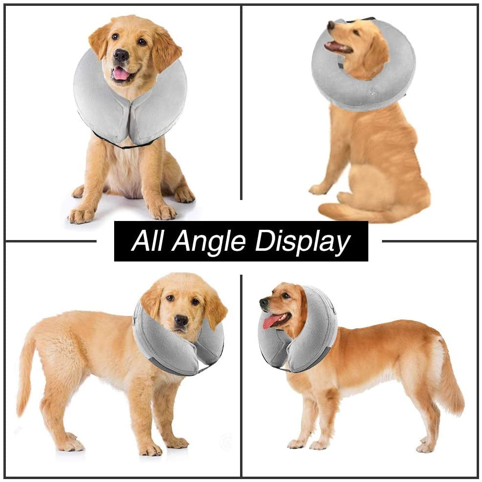 Lishi Dog Cones Inflatable Dog Collar For Pet Surgery Recovery Cone Collar Prevent Dogs Cats From Biting Scratching Adjustable E Collar With 5