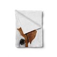 thumbnail image 2 of Jack Russell Soft Flannel Fleece Throw Blanket, Detailed Portrait of Hand Drawn Dog Animal Lover Puppy, Cozy Plush for Indoor and Outdoor Use, 50" x 60", Brown White, by Ambesonne, 2 of 6