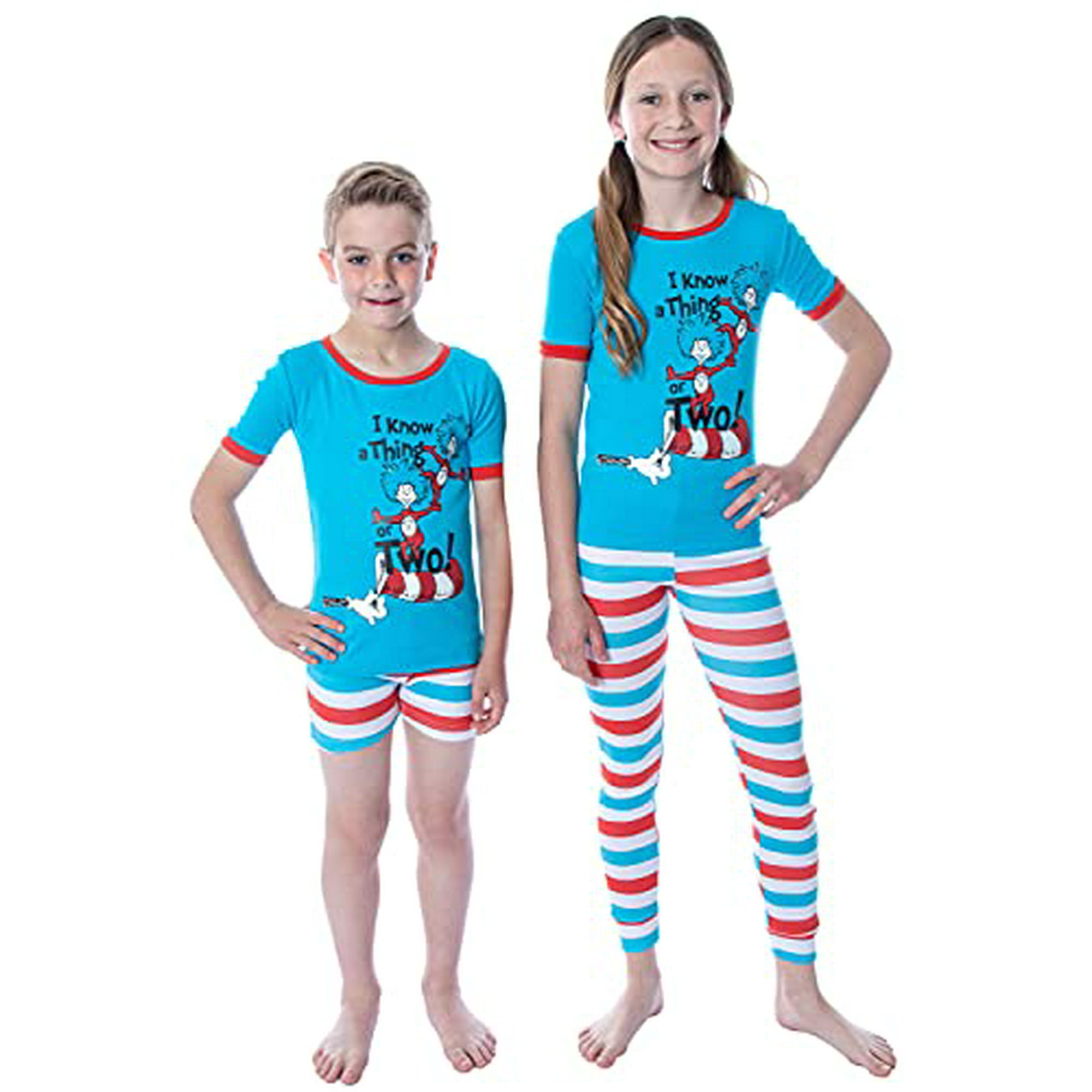Dr. Seuss Pajamas Uni Kids Thing 1 Thing 2 Cat In The Hat 3 Piece Pajama Set For Boys and Girls 6 Blue