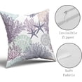 thumbnail image 3 of Ocean Coral Pillow Covers 20x20 Inch Nautical Coastal Throw Pillows Set of 2 Beach Seashell Starfish Pillow Case Soft Cotton Square Cushion Covers for Home Couch Sofa Patio Bedroom, Purple, 3 of 6