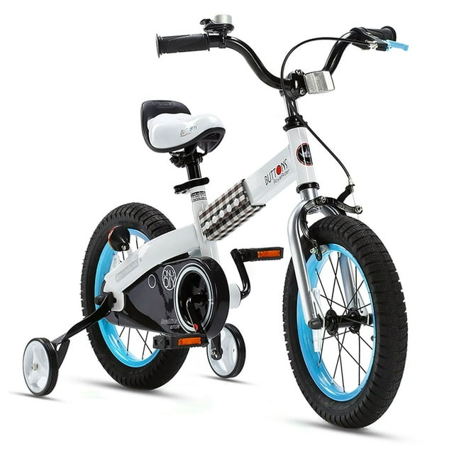 RoyalBaby Vélo pour Enfants 16 Pieds' avec Béquille et Roues Stabilisatrices, Bleu