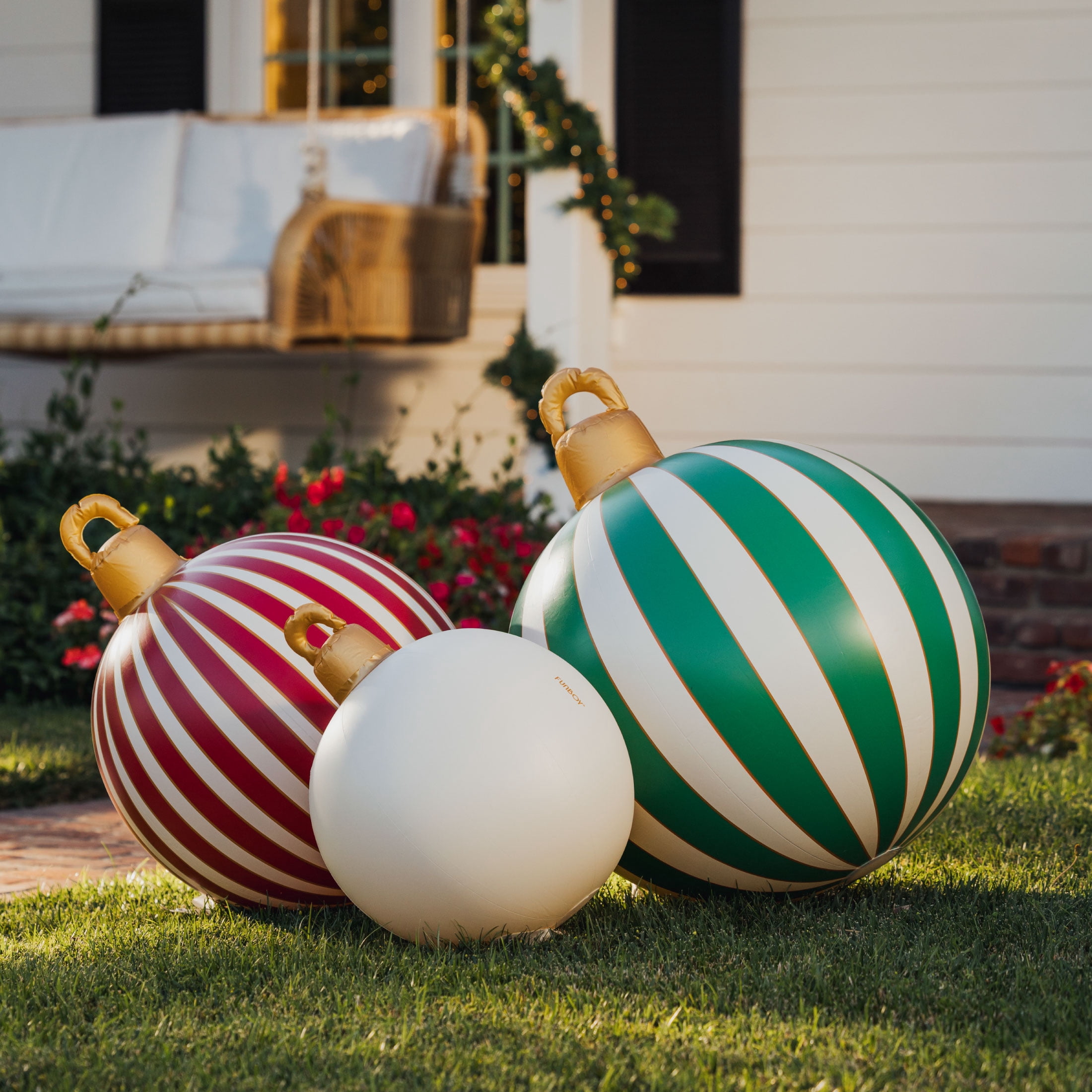 Funboy 3 Stripe Ornament Set - Colorful Yard Inflatables for Holiday Decor