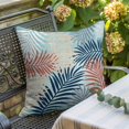 thumbnail image 6 of Throw Pillow Covers, Red Blue Teal Palm Leaves Decorative Throw Pillow Covers 18x18 Inch, Summer Botanical Tropical Leaf Square Linen Pillow Cases for Couch/Living Room/Sofa, 6 of 9