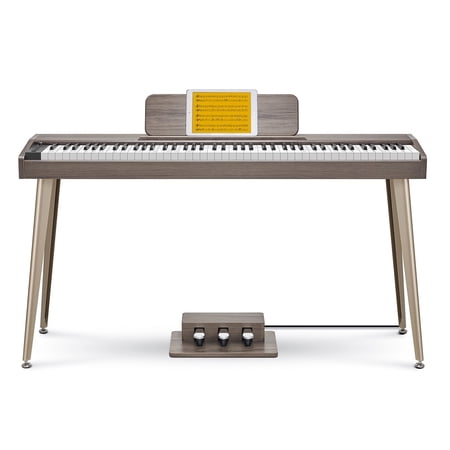 Donner 88 Key Digital Piano Keyboard for Beginner, DDP-60 Electric Piano with 88 Velocity-Sensitive Keys, 128 Voices, 83 Rhythms, 8 Reverb Effects, Include 3 Piano Style Pedals, Stand, Classic Gray