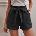 thumbnail image 4 of Womens Bermuda Shorts for Bowknot Belted Elastic High Waisted Summer Beach Trendy Casual Shorts with Pockets S-2XL, 4 of 7