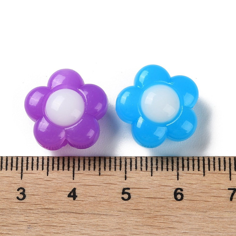 Two Tone Opaque Acrylic Beads Imitation Jelly Flower 16x16x9mm Hole: 2.8mm about 458pcs/500g