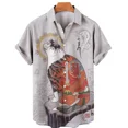 thumbnail image 3 of Camisas hawaianas unisex para hombre, camisetas con estampados 3D de gato samurái japonés vintage, camisetas de manga corta Harajuku para niños, 3 of 5