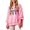 thumbnail image 1 of Sudadera con Lentejuelas de Cascanueces para Mujer, Sudadera Holgada Navideña de Larga con Cuello Redondo Rosa L, 1 of 6