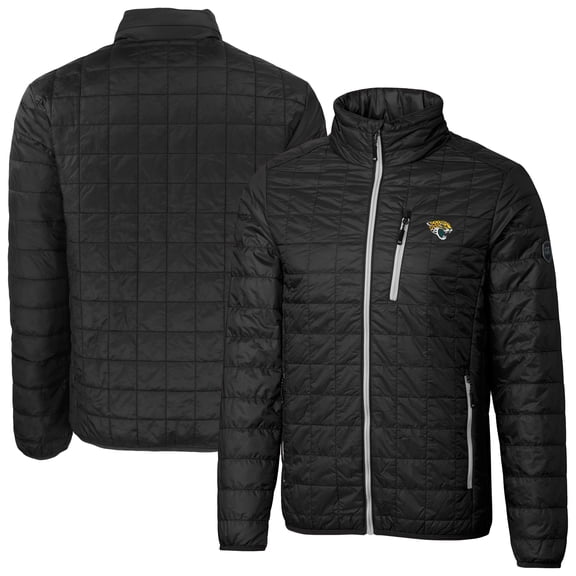Men's Cutter & Buck Black Jacksonville Jaguars Big & Tall Rainier PrimaLoft Eco Insulated Full-Zip Puffer Jacket