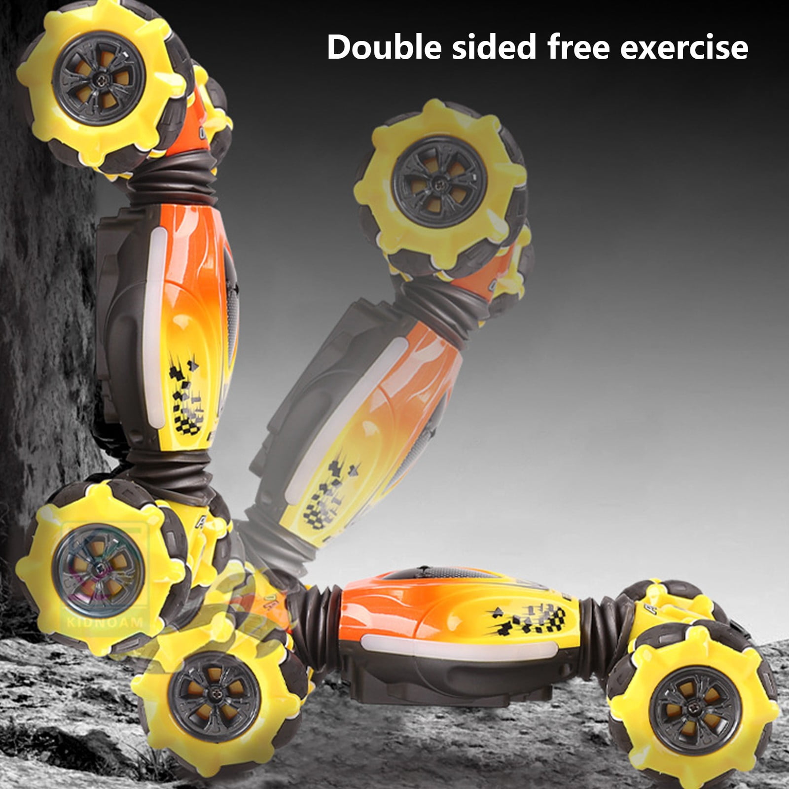 ​Mini Gesture Control RC Stunt Car - Double-Sided Driving, USB Rechargeable - Yellow Transformer Toy for Age 6+​​ Yellow