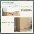 thumbnail image 3 of Rustic Bathroom Vanity with Reversible Resin Sink, Adjustable Shelf and Zinc Handles, 18.5" Wood Grain Melamine, 3 of 8
